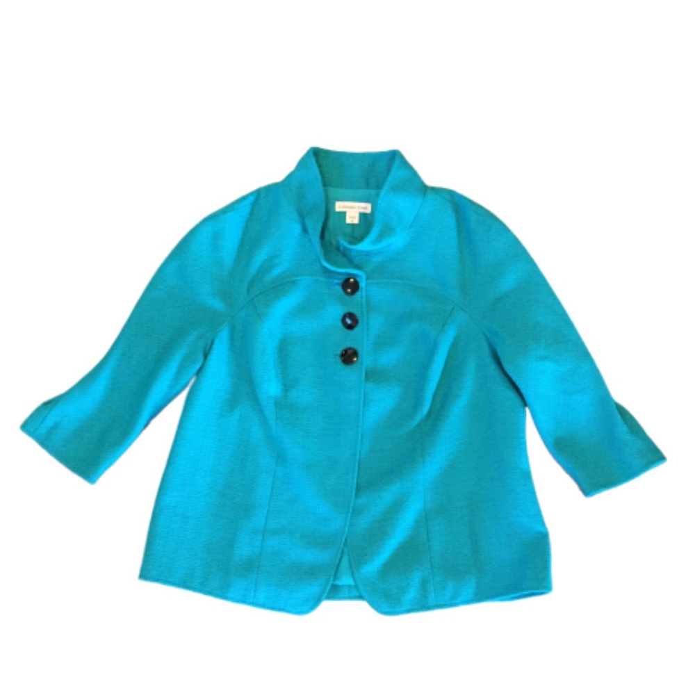 Coldwater Creek Teal Blue Mandarin Collar Blazer